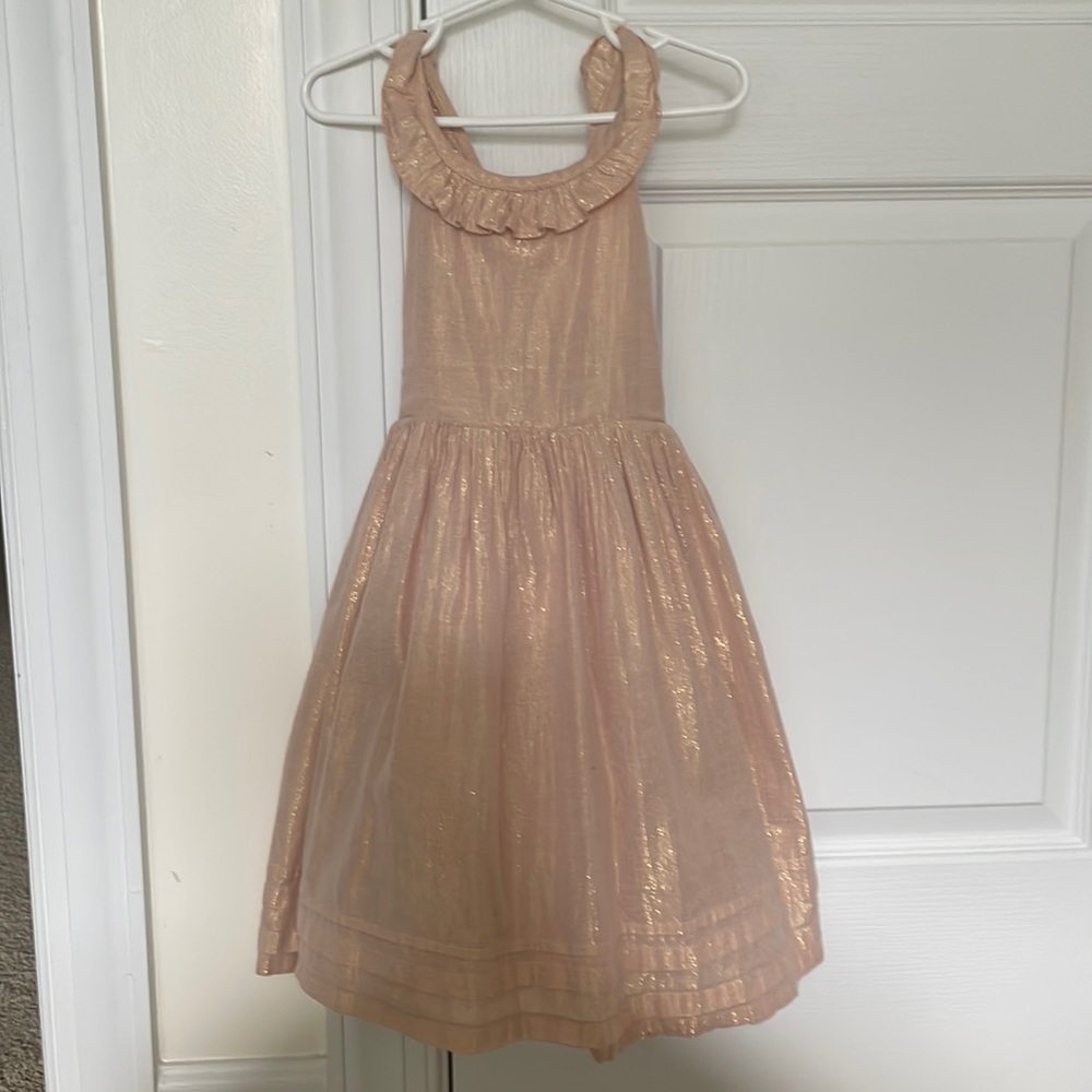 Pink dress with a beautiful glitter sheen fabric.